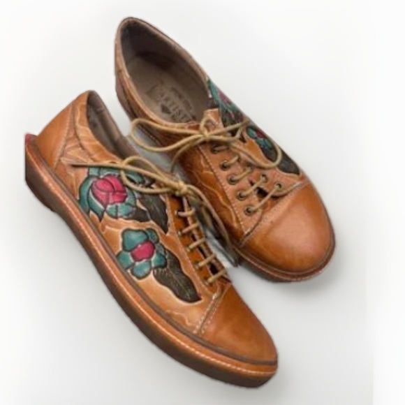 Spring Step LArtiste LOTUSCAM Brown Leather Floral  LaceUp Oxford Shoes EU38 - Picture 1 of 14